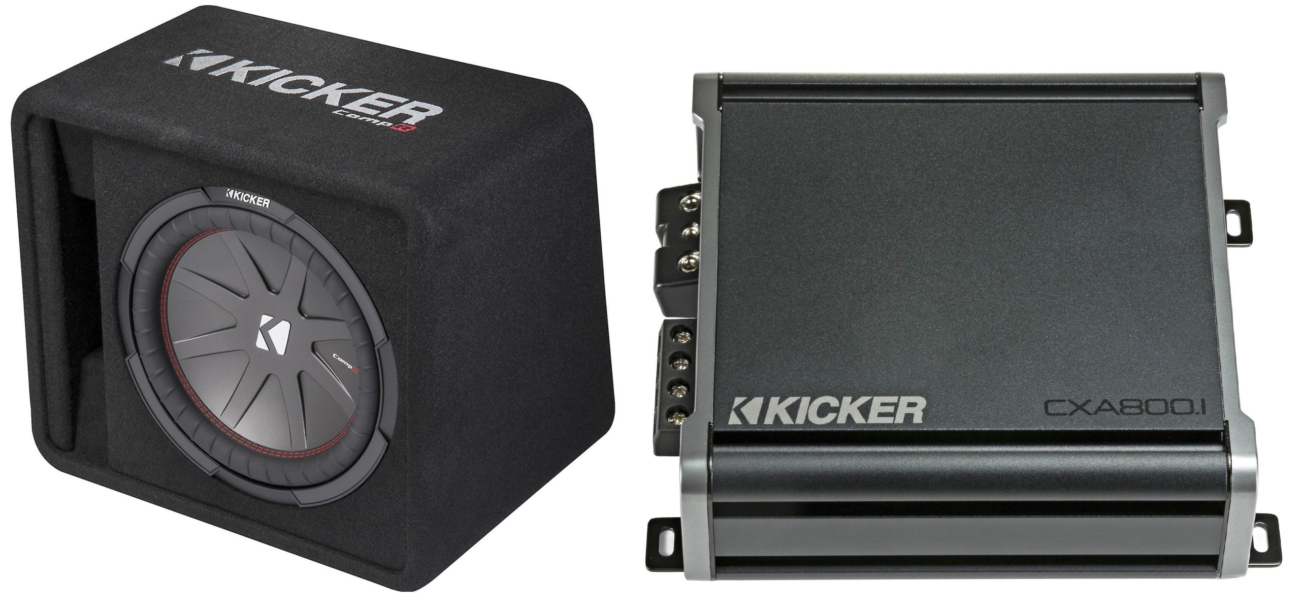 Kicker Compatible with Universal Car 43VCWR122 CompR Single 12 Subwoofer 500W Loaded Enclosure with Kicker CXA800.1 Amplifier 